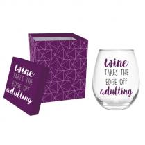 Evergreen Giftware - Stemless Wine Glass - Adulting